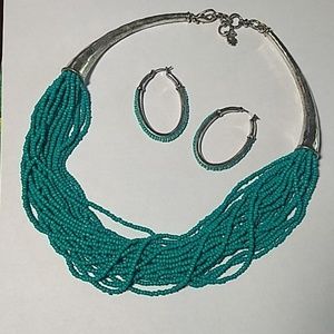 Lucky Brand Turquoise Beaded Earring and Necklace